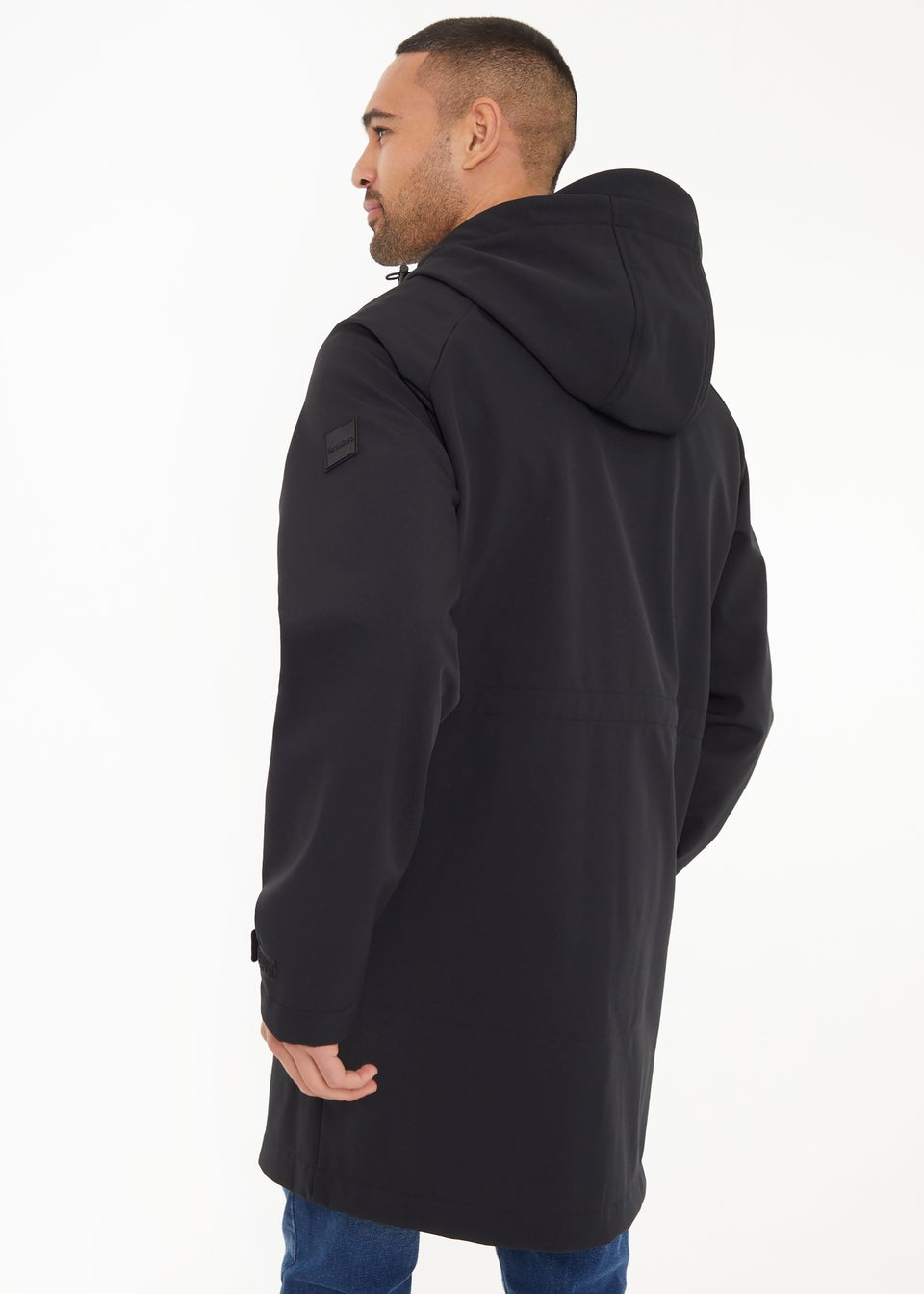 Threadbare Black  Hooded Tie Waist Coat With Stretch