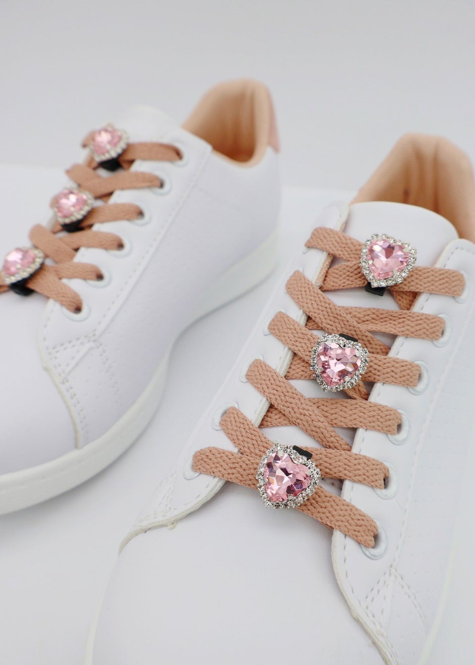 Love Lemonade Dusty Pink Sparkly Gem Hearts Classic Trainers