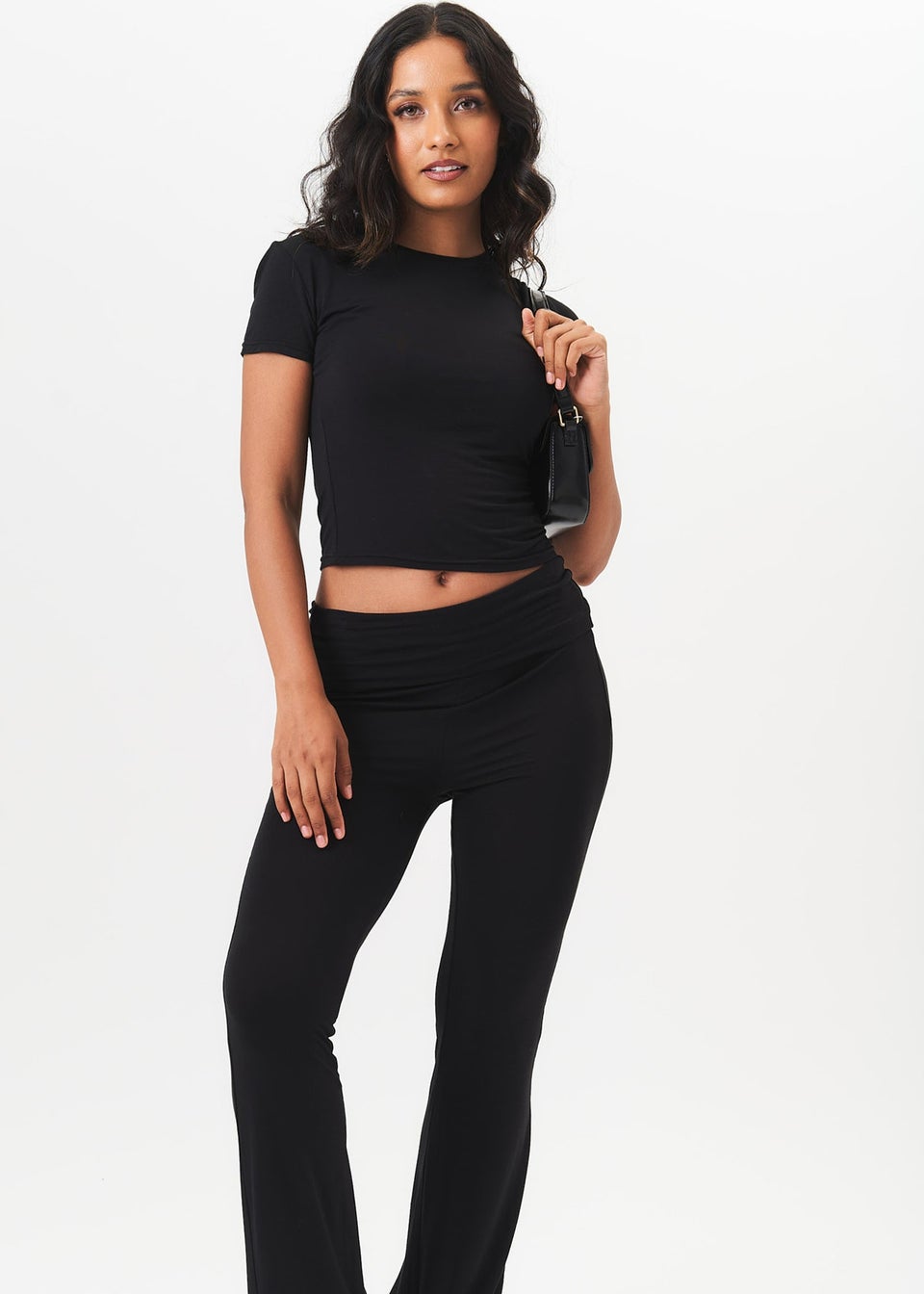 Gini London Black Short Sleeves Relaxed Fit Tee