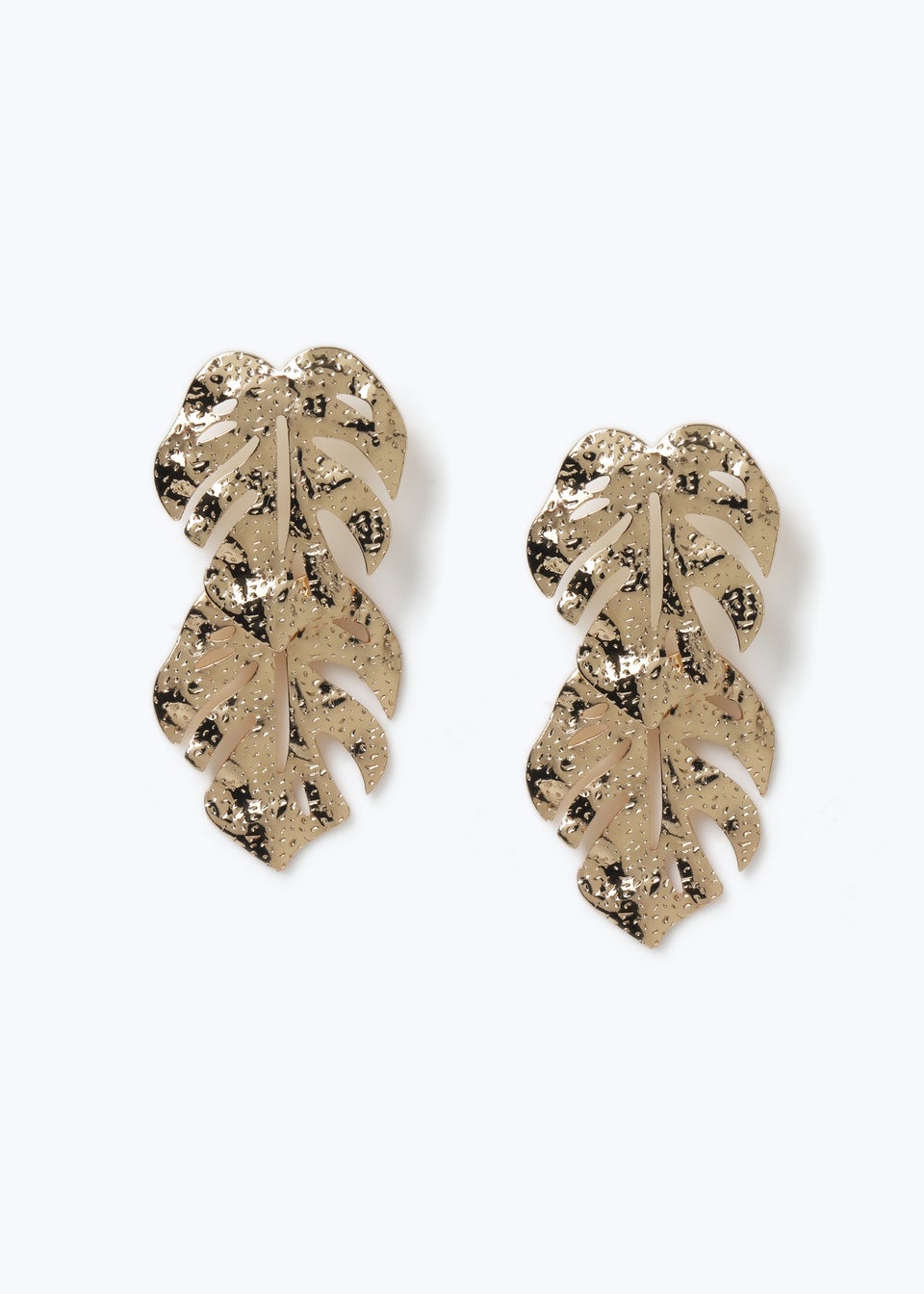Muse Gold Large Leaf Drop Earrings