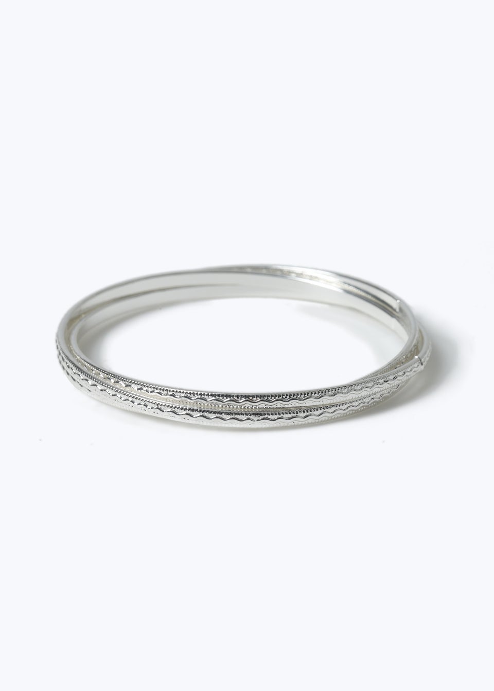 Muse Silver Textured Russian Bangle