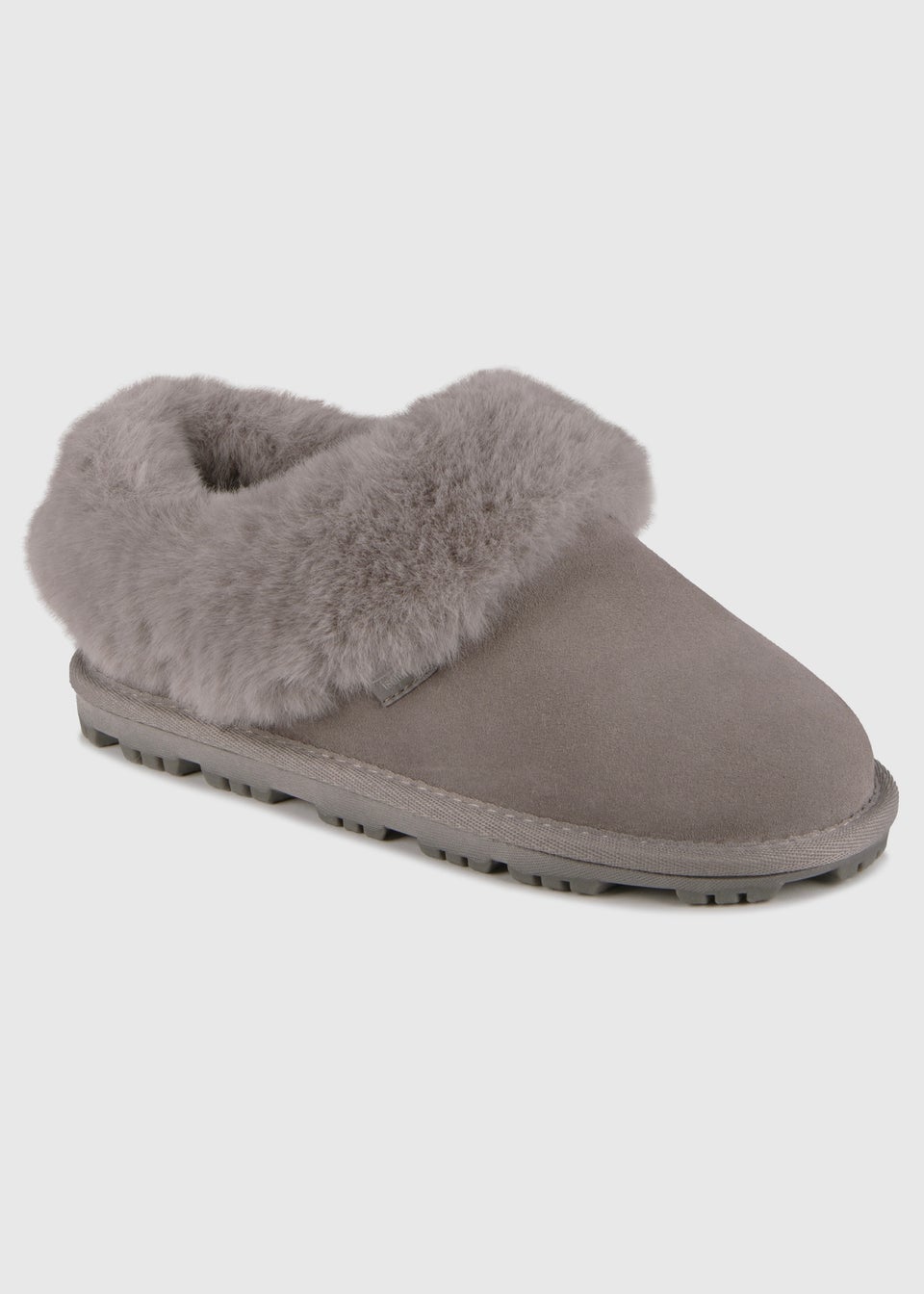 Totes Isotoner Grey Genuine Suede Bootie With Fur Cuff & Lining