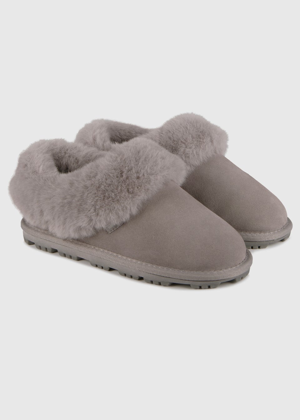 Totes Isotoner Grey Genuine Suede Bootie With Fur Cuff & Lining