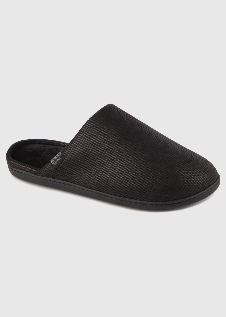 Totes Isotoner Black Square Patterned Smart Mule Slipper