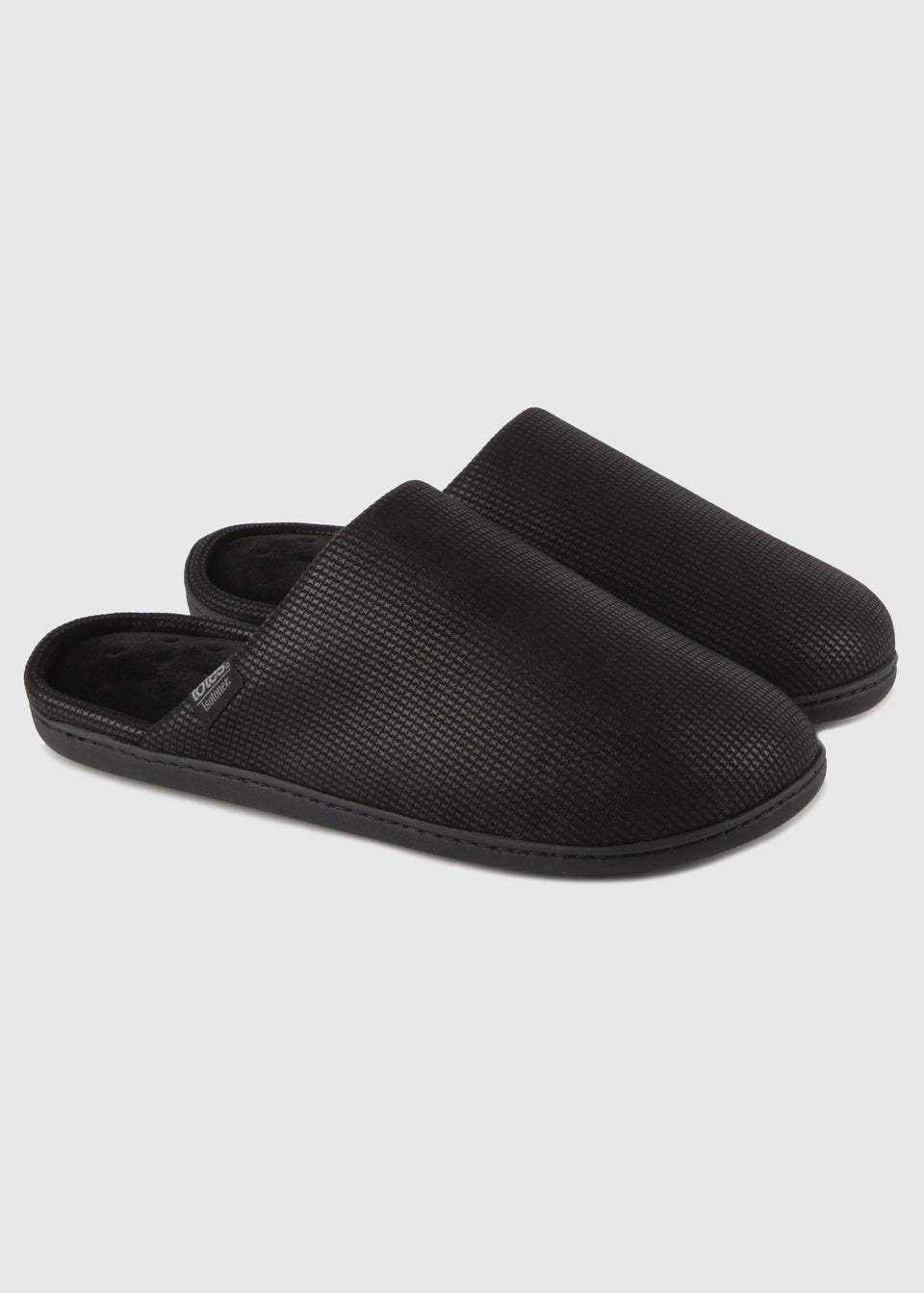 Totes Isotoner Black Square Patterned Smart Mule Slipper