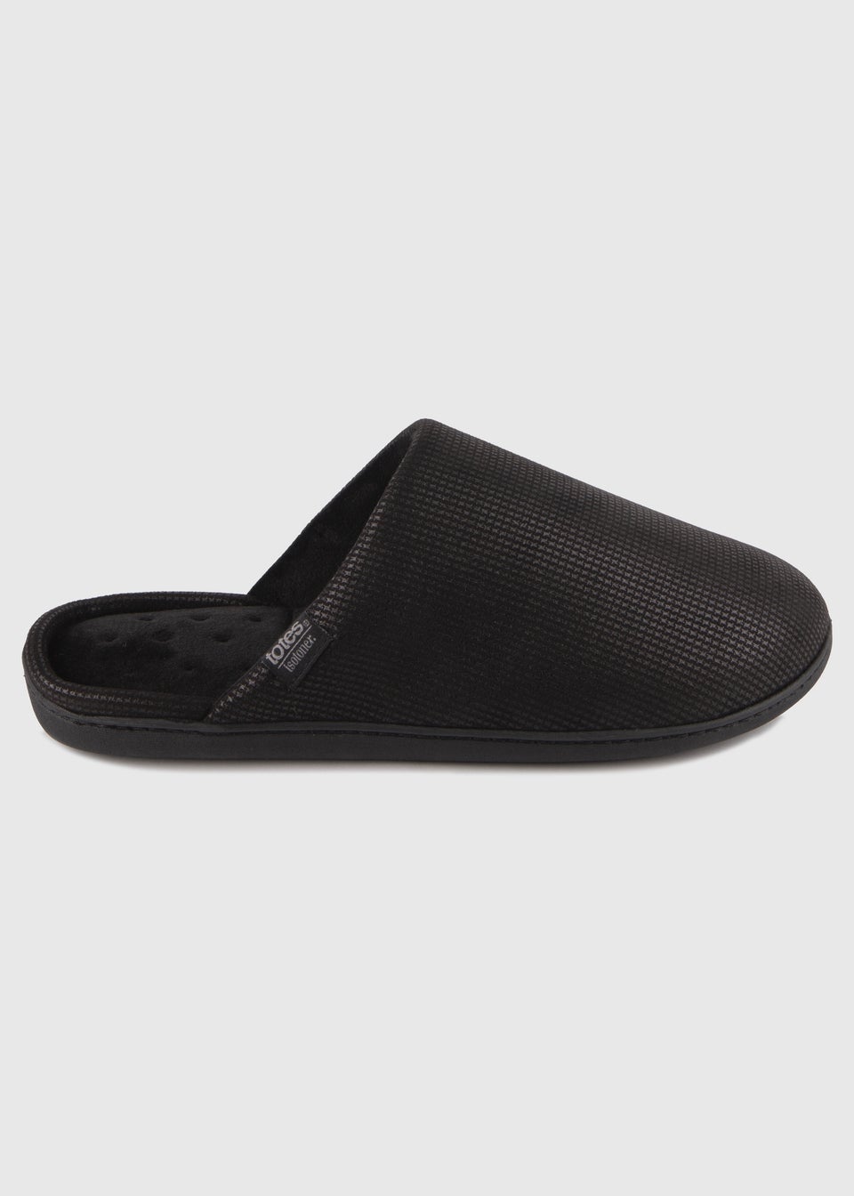 Totes Isotoner Black Square Patterned Smart Mule Slipper