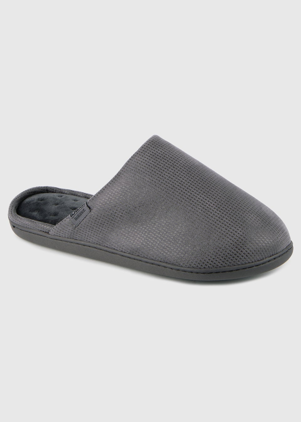 Totes Isotoner Grey Square Patterned Smart Mule Slipper
