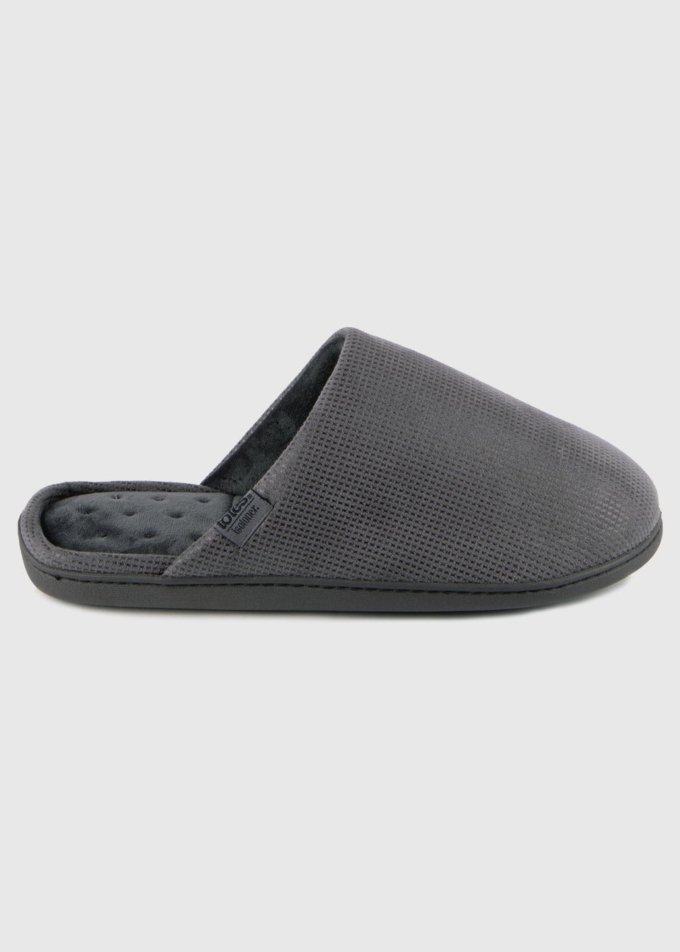 Totes Isotoner Grey Square Patterned Smart Mule Slipper