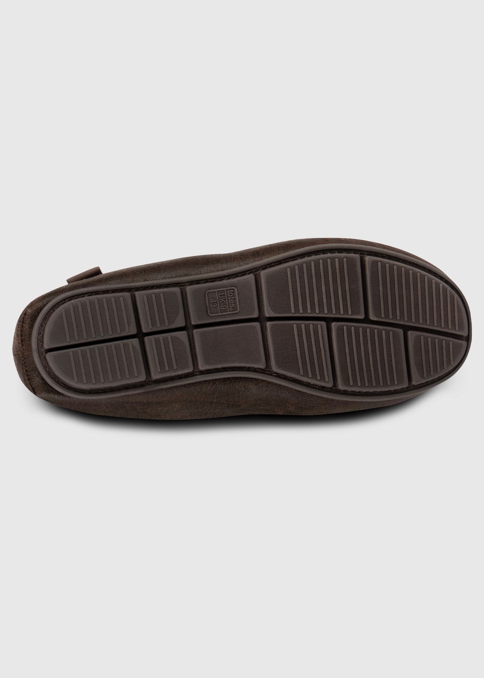 Totes Isotoner Brown Distressed Moccasin Slipper With Herringbone Sock