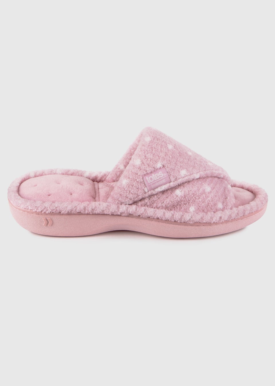 Totes Isotoner Pink Popcorn Turnover Open Toe Slippers