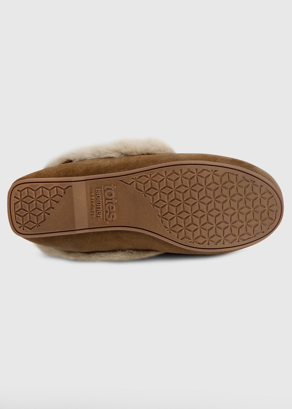 Totes Isotoner Tan Genuine Suede Moccasin with Faux Fur Lining