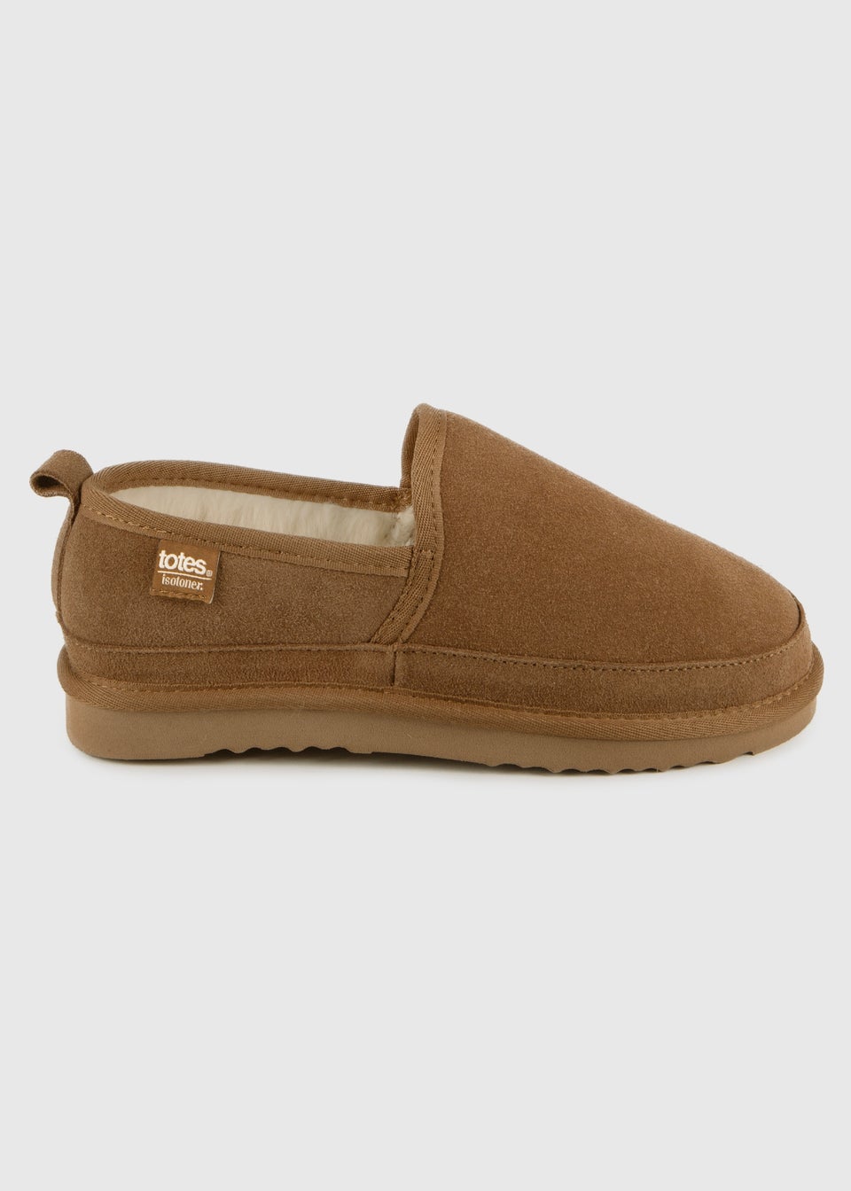 Totes Isotoner Tan Real Suede Full Back Slipper