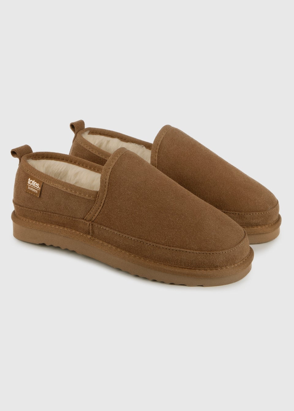 Totes Isotoner Tan Real Suede Full Back Slipper