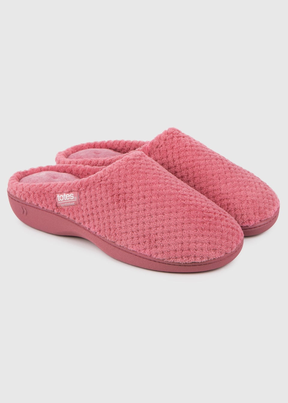 Totes Isotoner Dusty Pink Popcorn Terry Mule Slippers