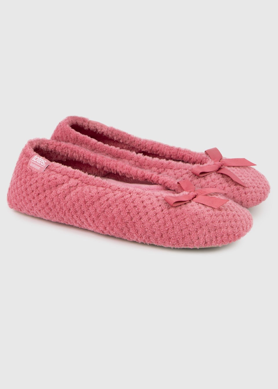 Totes Isotoner Pink Popcorn Terry Ballet Slippers