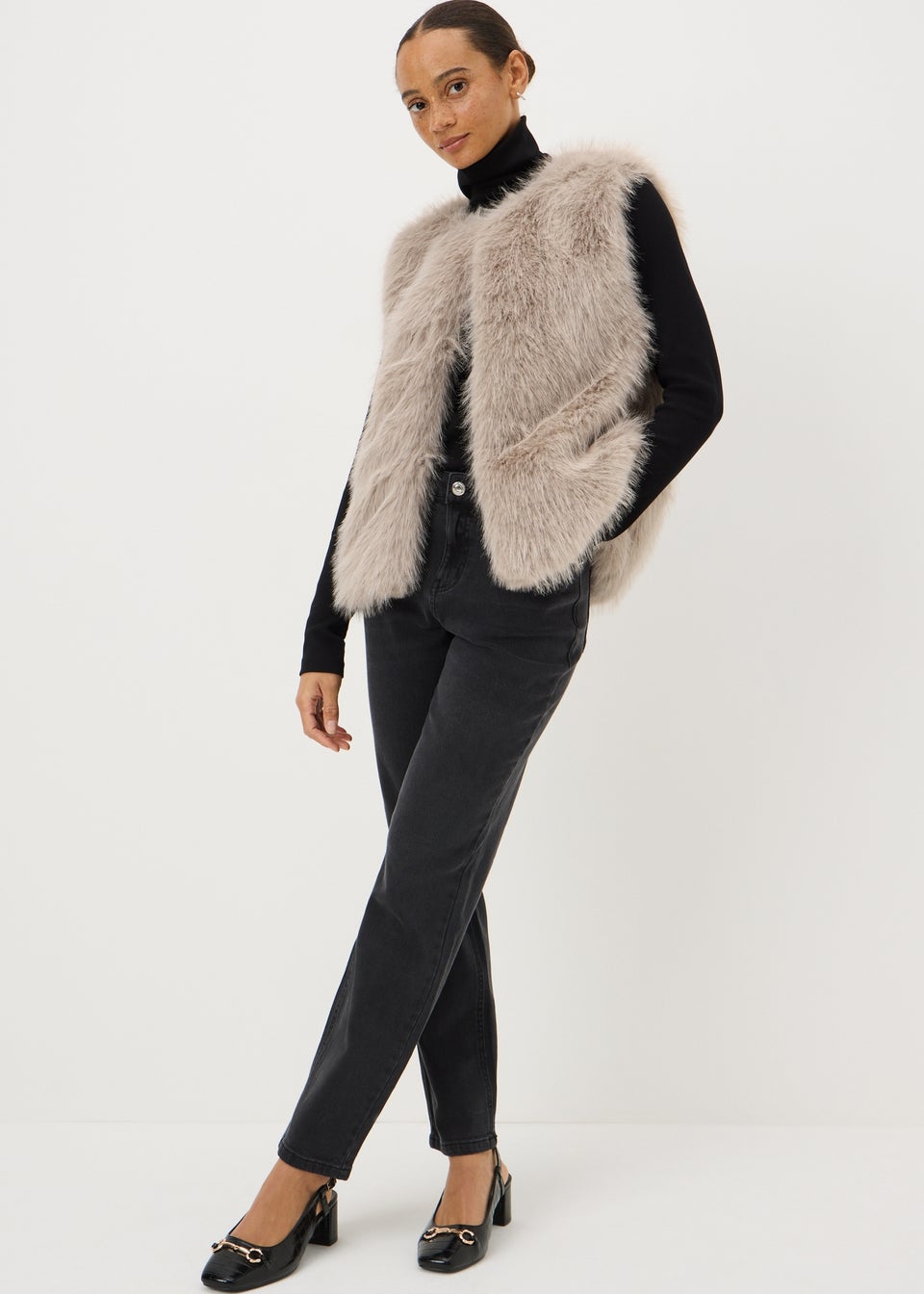 Beige Faux Fur Gilet