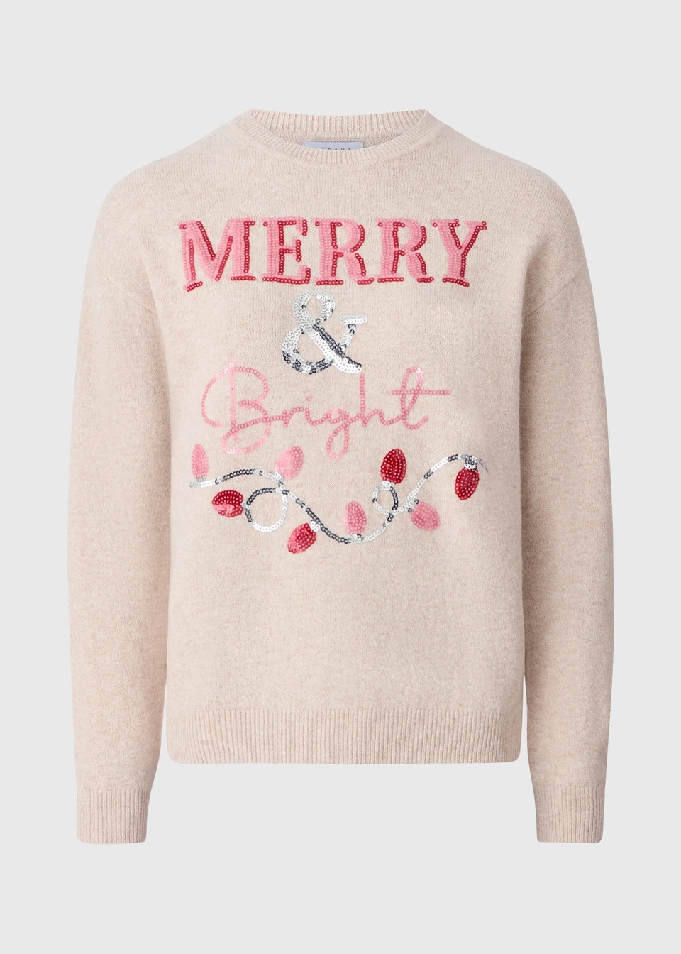 Beige Christmas Merry & Bright Jumper