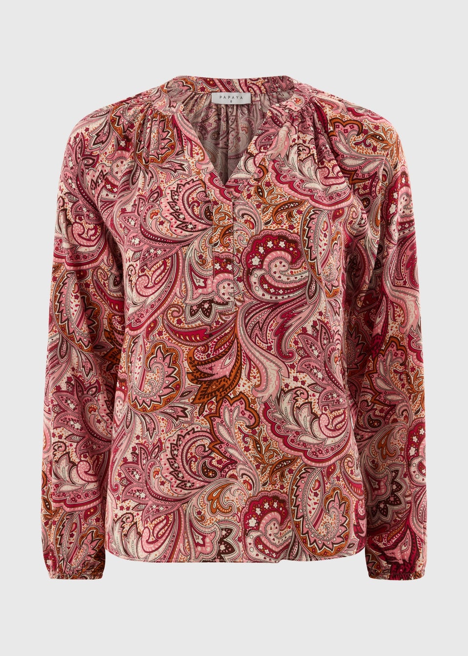 Burgundy Paisley V Neck Blouse
