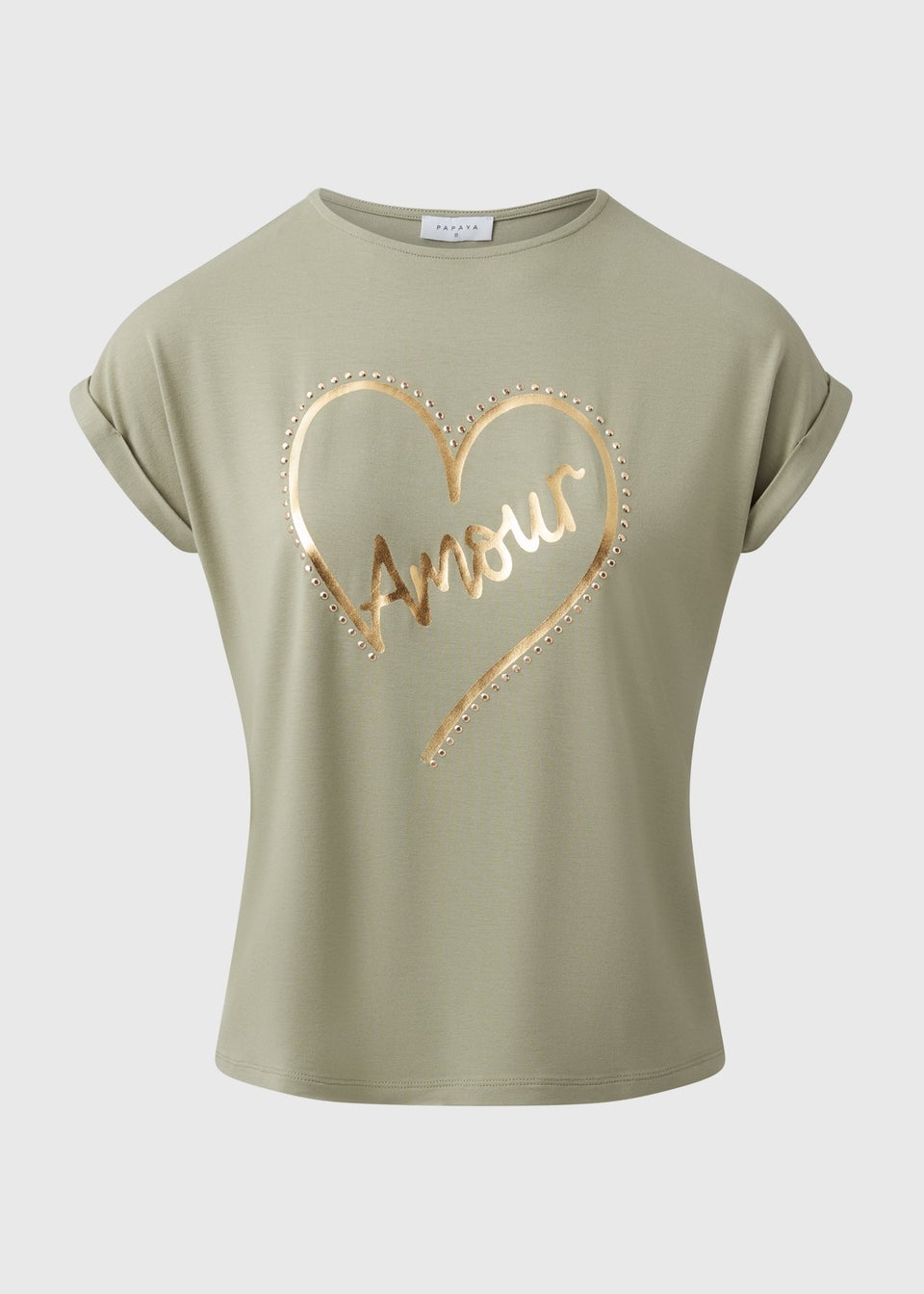 Sage Green Heart Stud T-Shirt