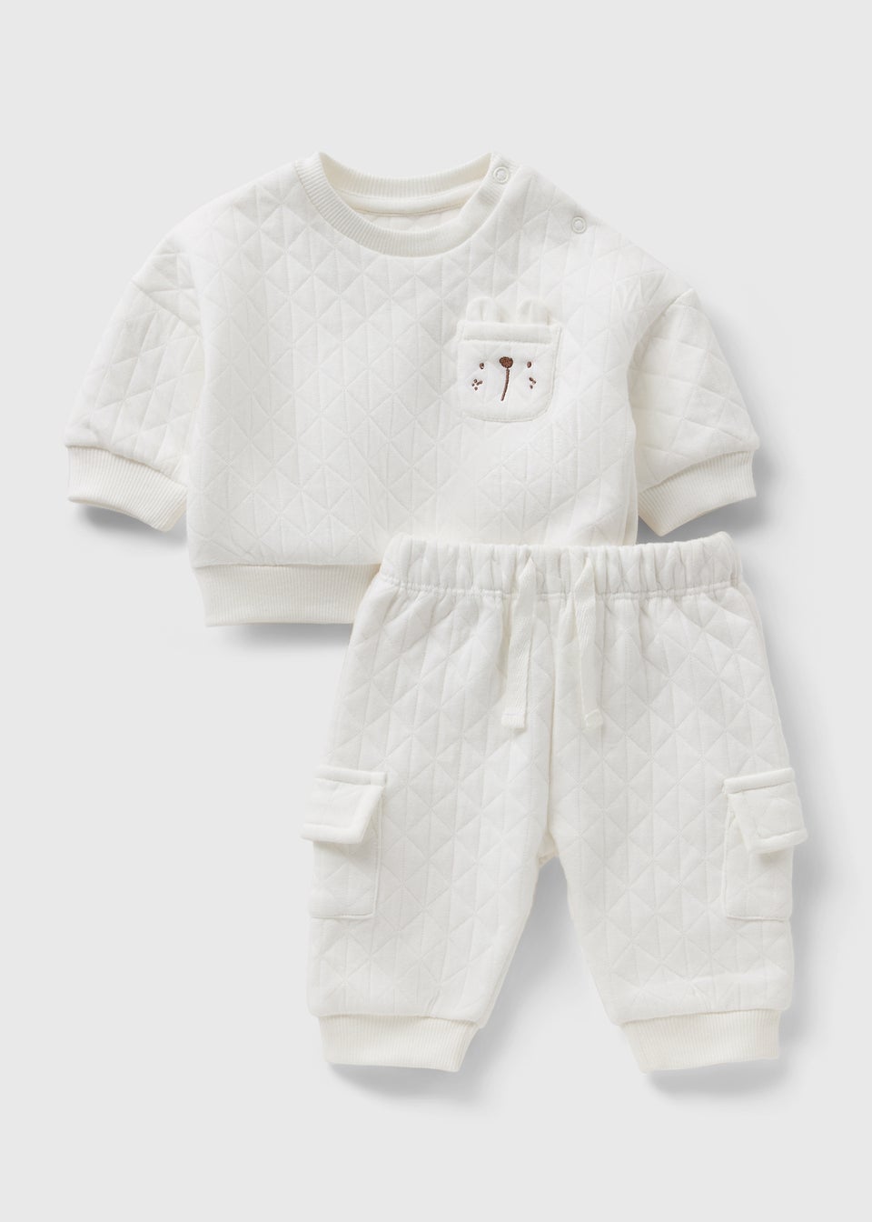 Baby Cream Bear Quilted Sweatshirt & Jogging Bottoms (Newborn-23mths)