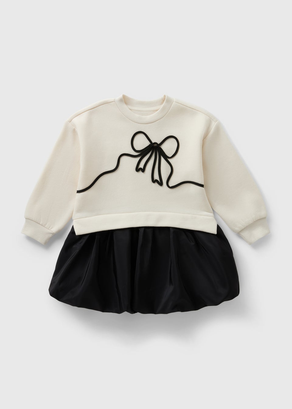 Girls Cream Bow Puffball Dress (1-7yrs)