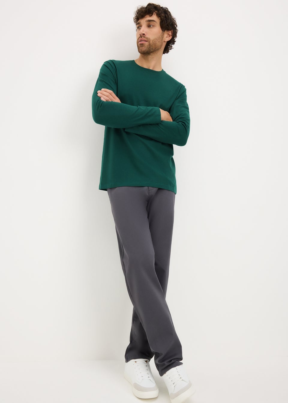 Green Long Sleeve Crew Neck Top