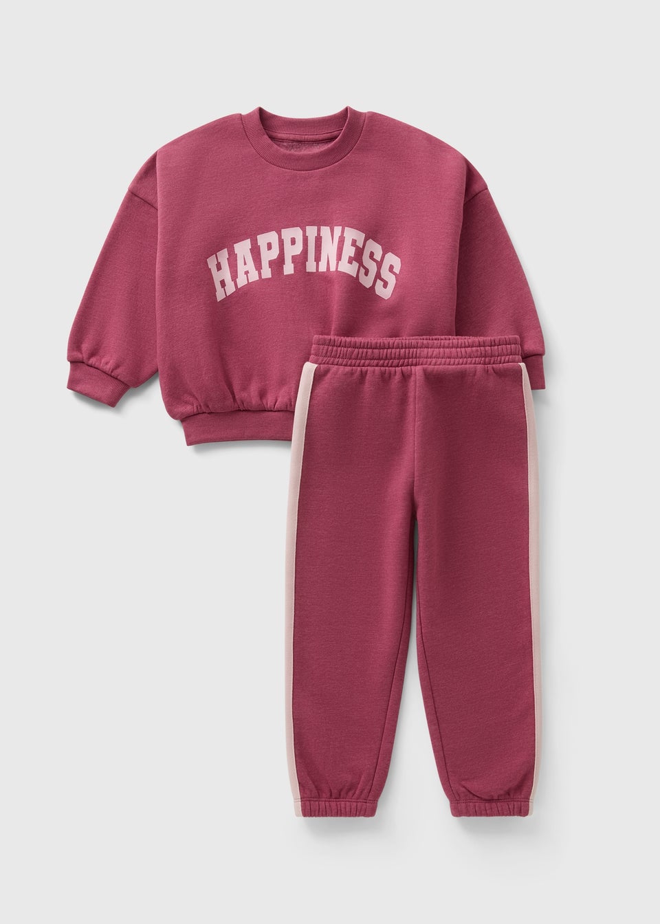 Girls Burgundy Happiness Sweatshirt & Jogging Bottoms (1-7yrs)