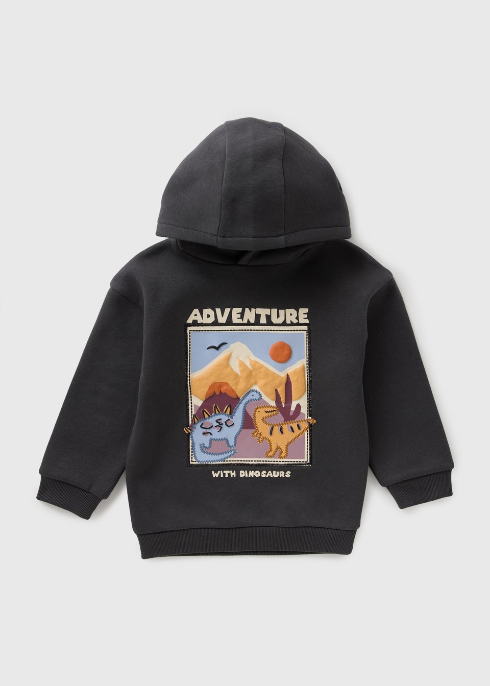Boys Charcoal Adventure Dino Hoodie (1-7yrs)