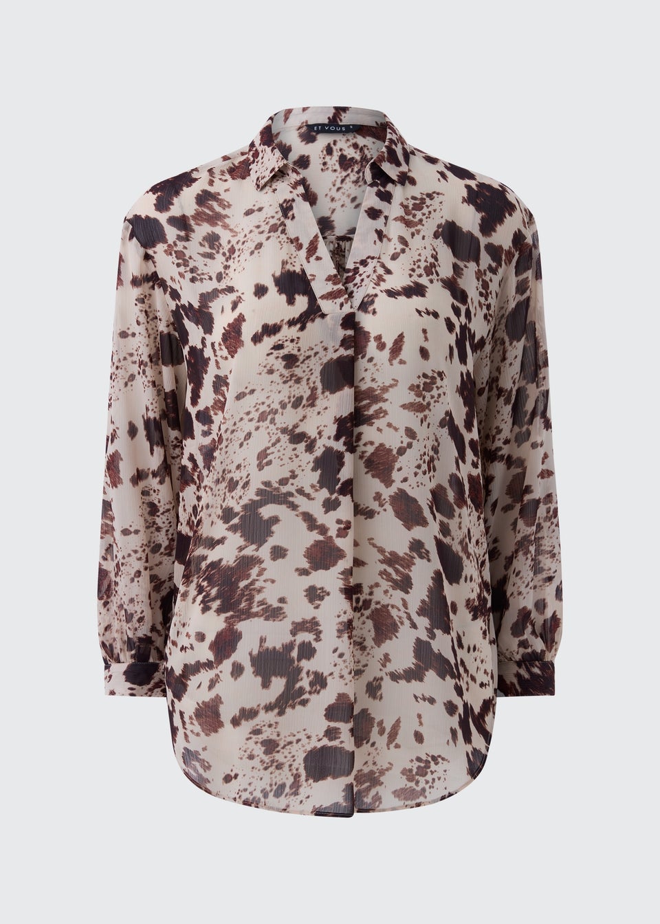 Et Vous Brown Animal Print V-Neck Blouse