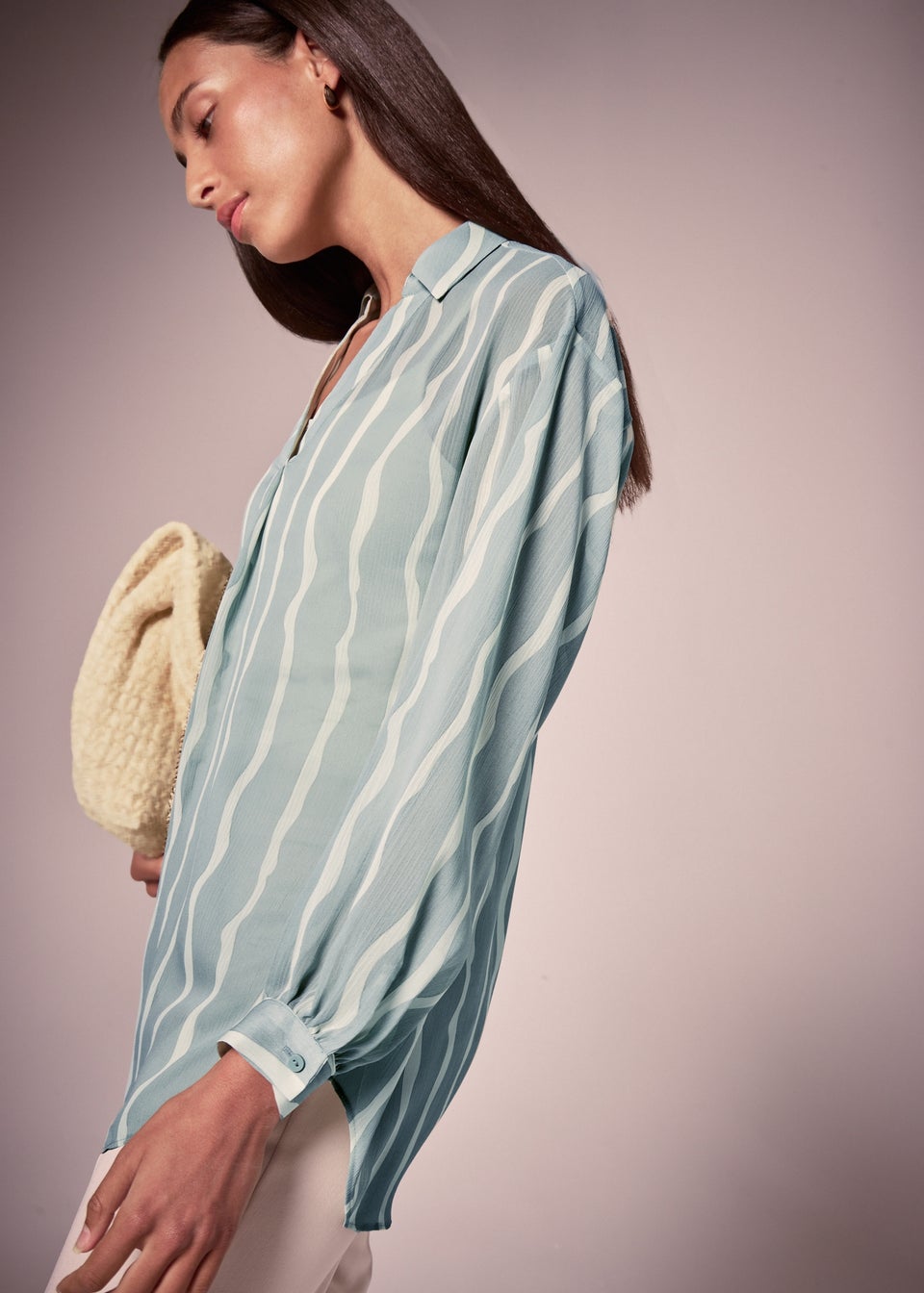 Et Vous Sage Stripe Blouse