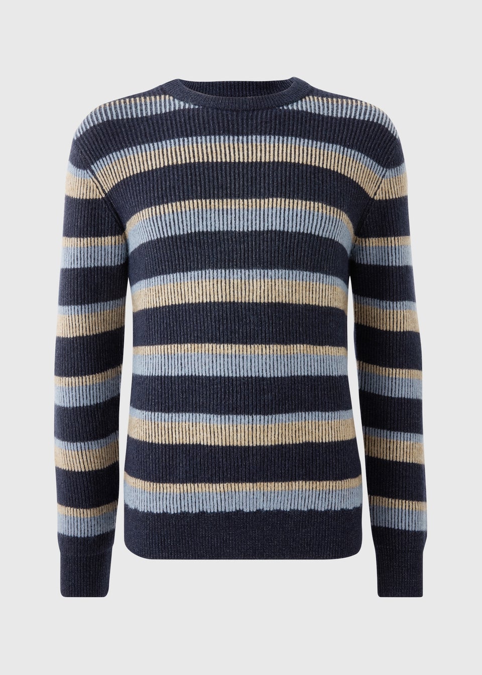 Navy Plaited Stripe Knit Jumper
