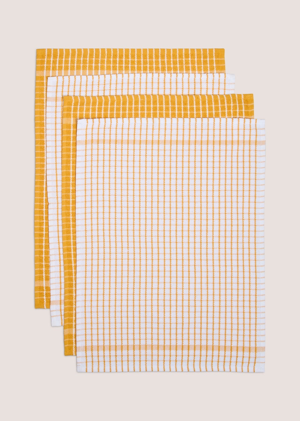 4 Pack Yellow Check Tea Towels