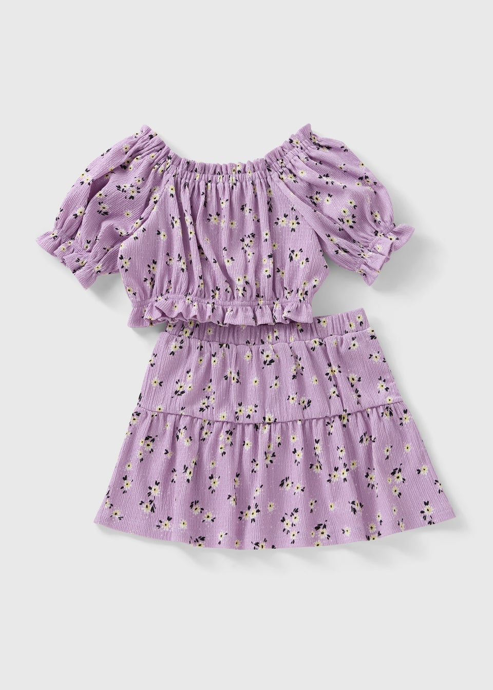 Girls Lilac Floral Top & Skirt Set (7-15yrs)