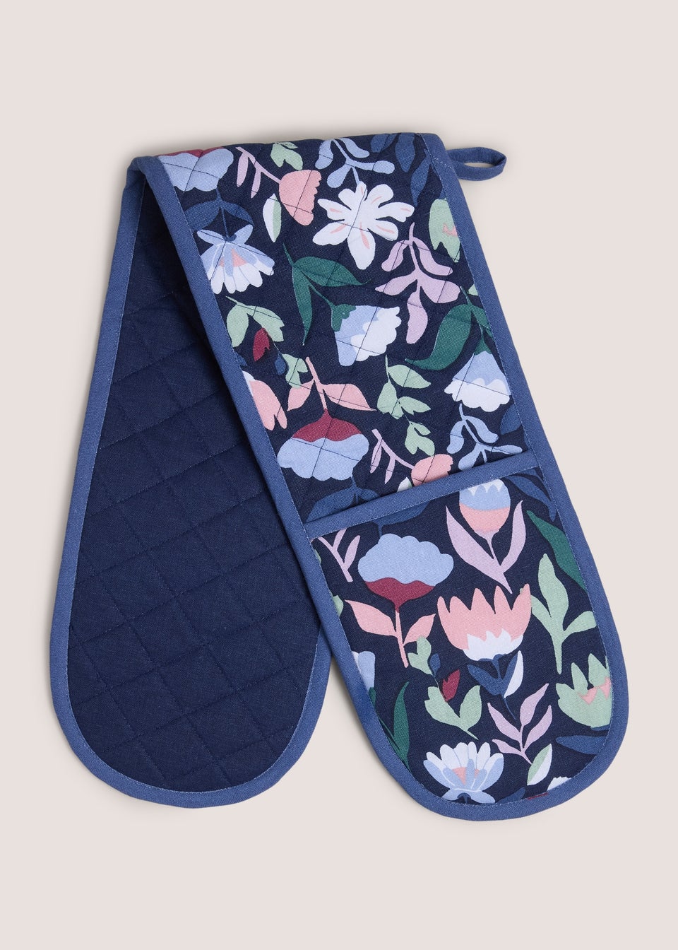 Navy Floral Oven Gloves