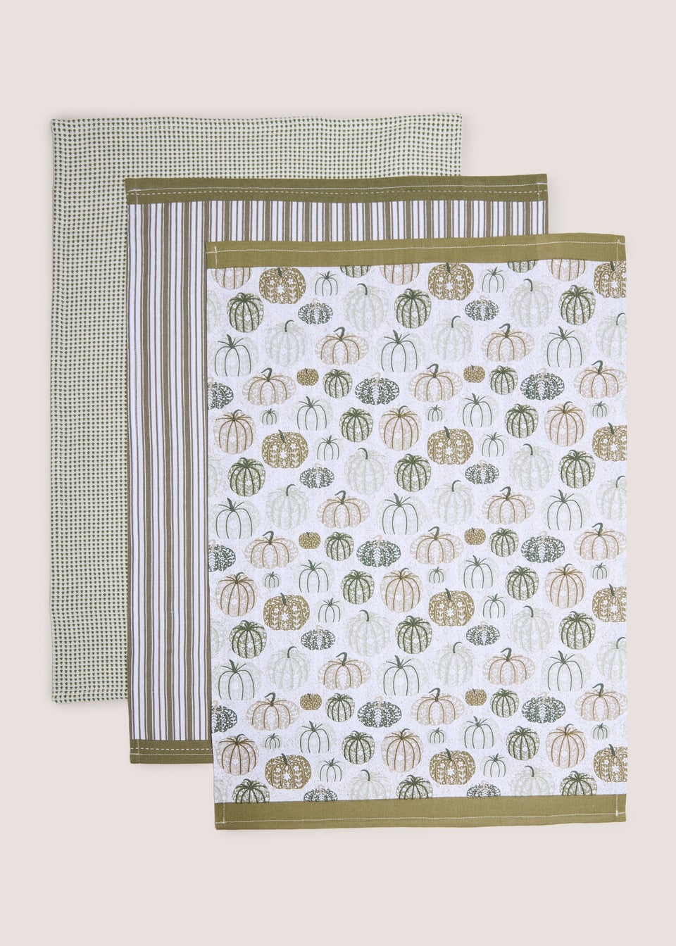 3 Pack Green Pumpkin Tea Towels
