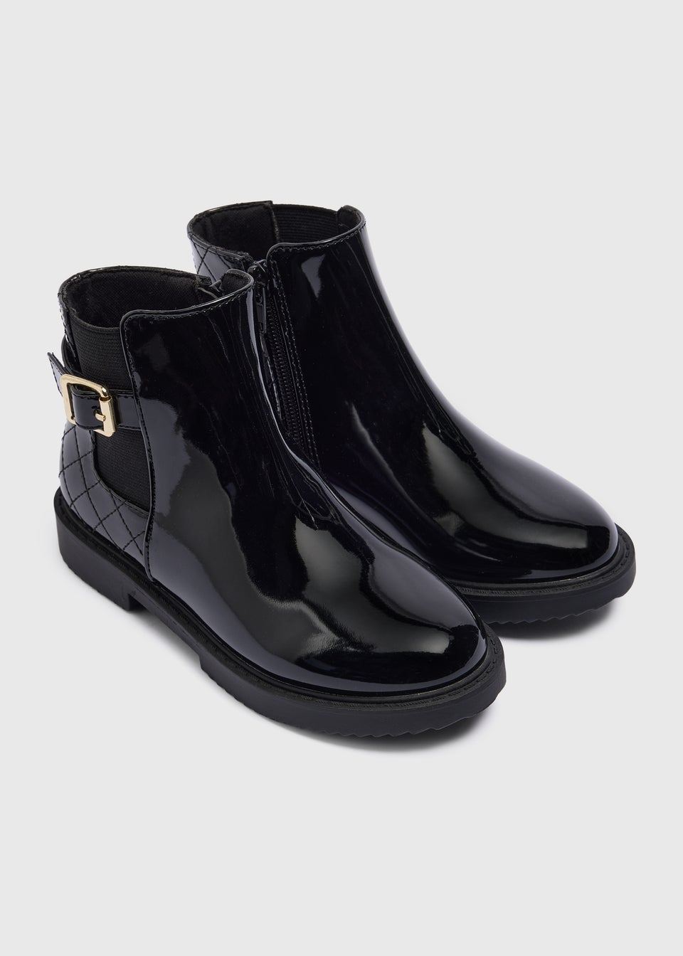Girls Black Quilted Chelsea Boots (Younger 10-Older 5)
