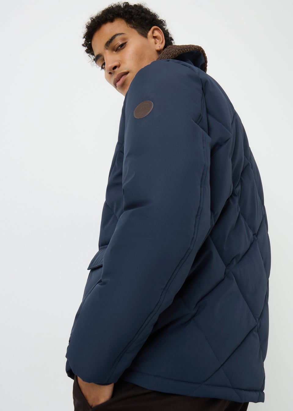 Showerproof Navy Borg Puffer Jacket