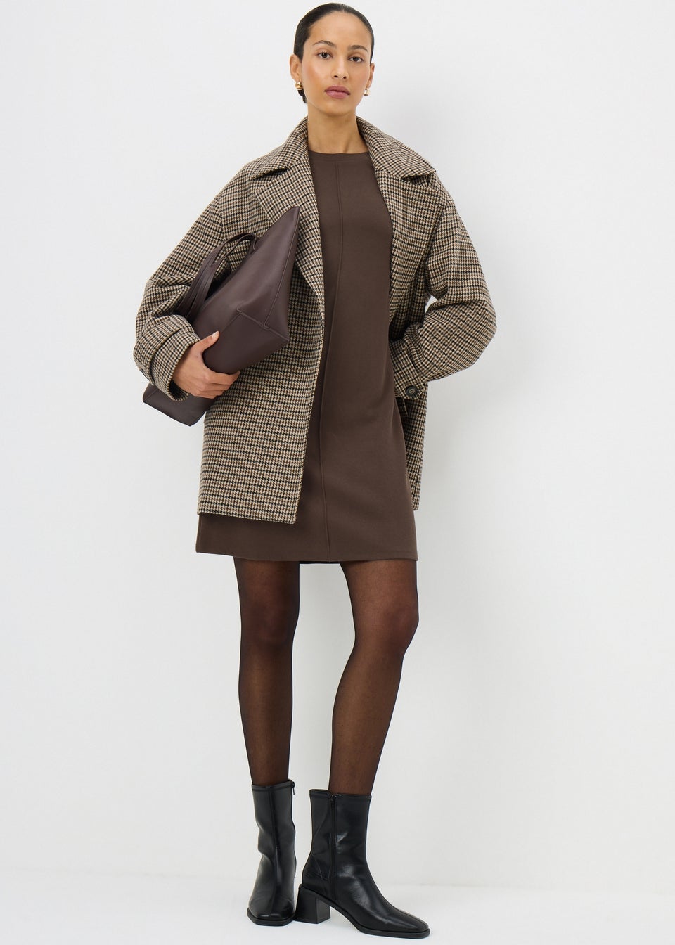 Chocolate Brown Knitted Mini Dress
