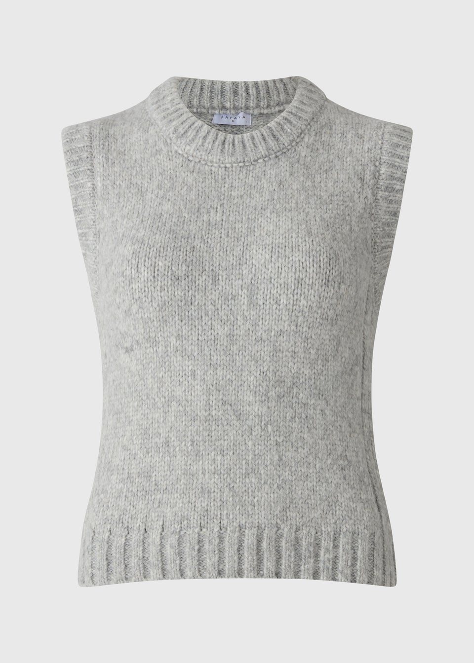 Grey Knitted Crew Neck Vest