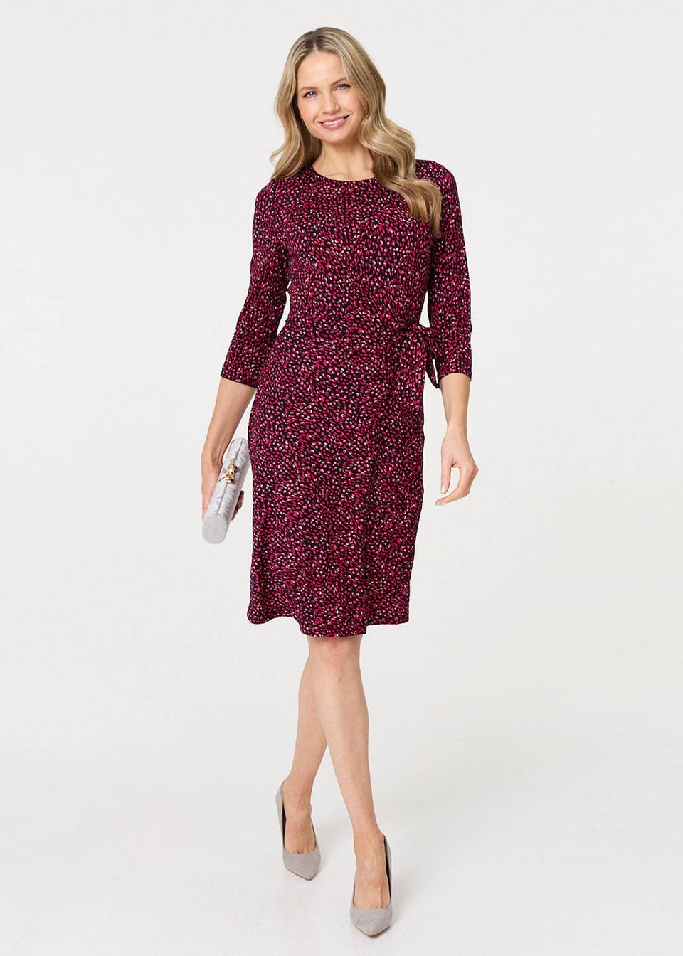 Izabel London Pink Animal Print Knot Short Dress