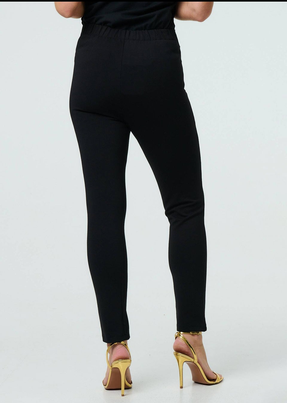 Izabel London Black Button Detail High Waist Slim Leggings