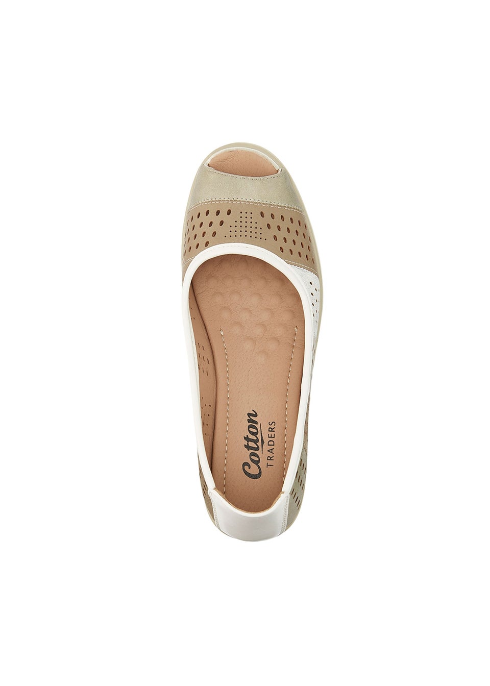 Cotton Traders Gold Flexisole Patchwork Peep Toe Shoes