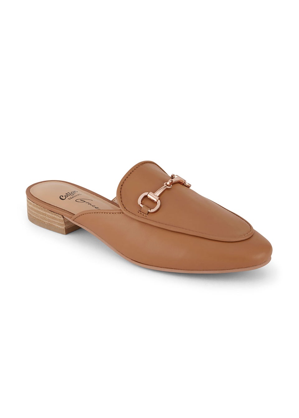 Cotton Traders Tan Grace Leather Mules