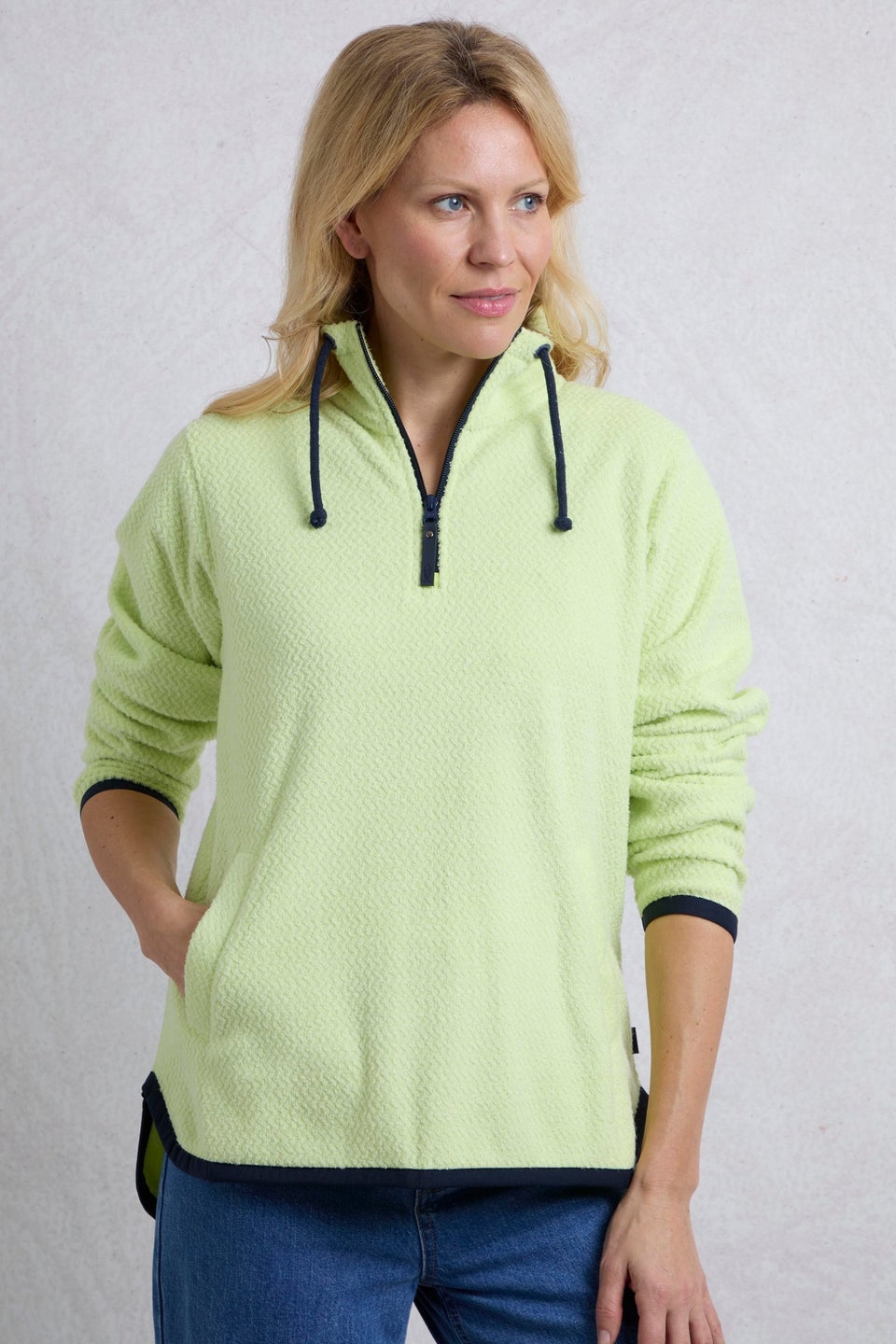 Weird Fish Green Odina 1/4 Zip Zig Zag Fleece