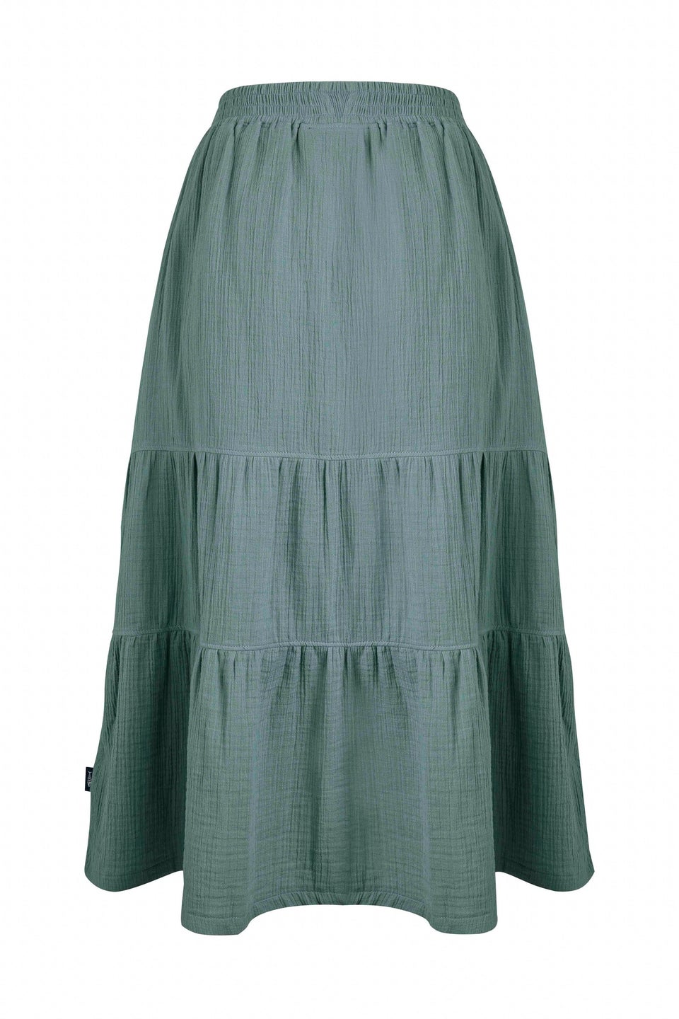 Weird Fish Green Lathika Tiered Midi Skirt