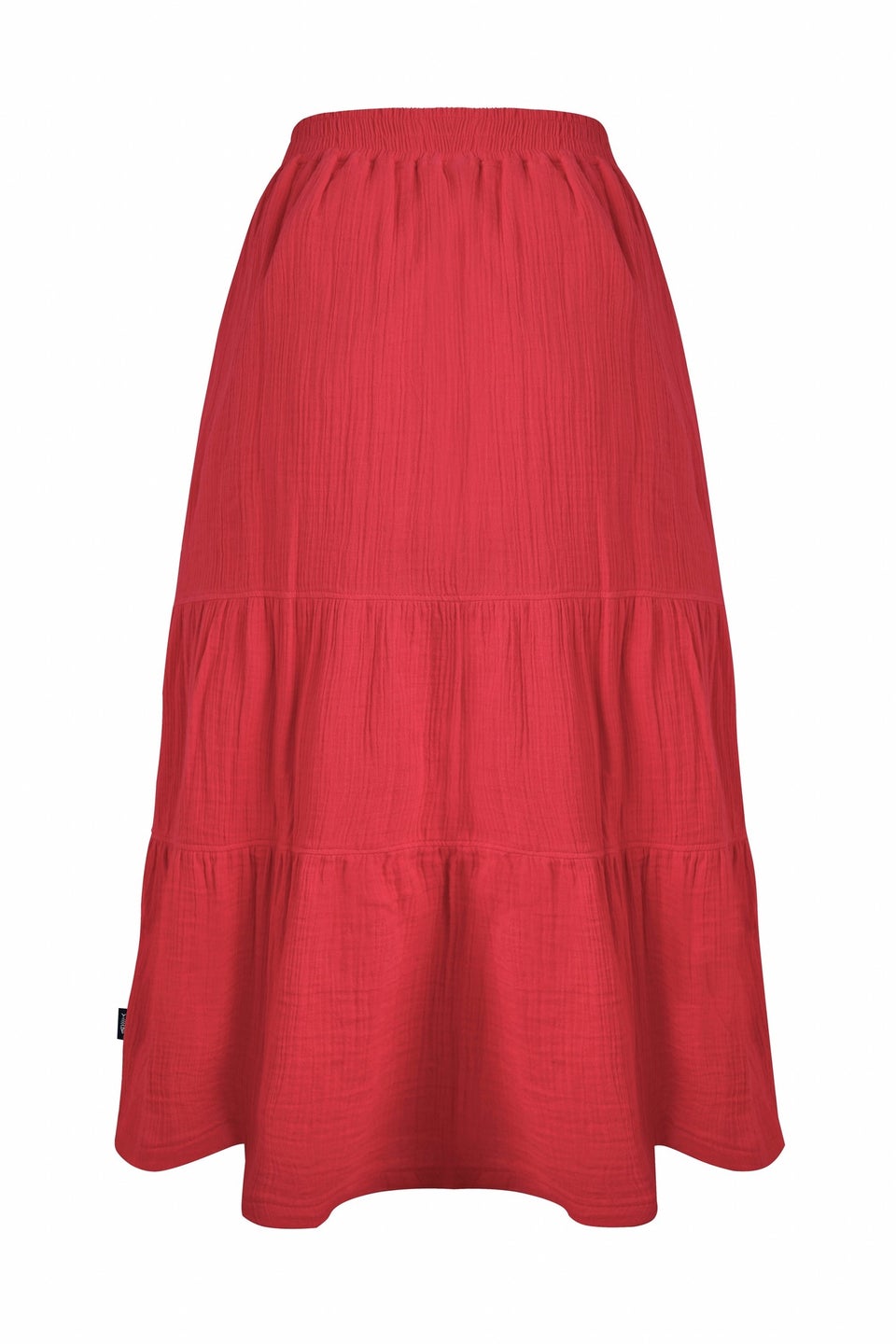 Weird Fish Red Lathika Tiered Midi Skirt