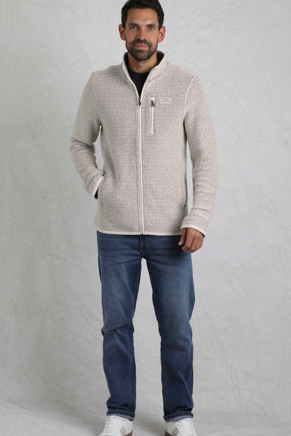 Weird Fish Cream Transom Full Zip Macaroni