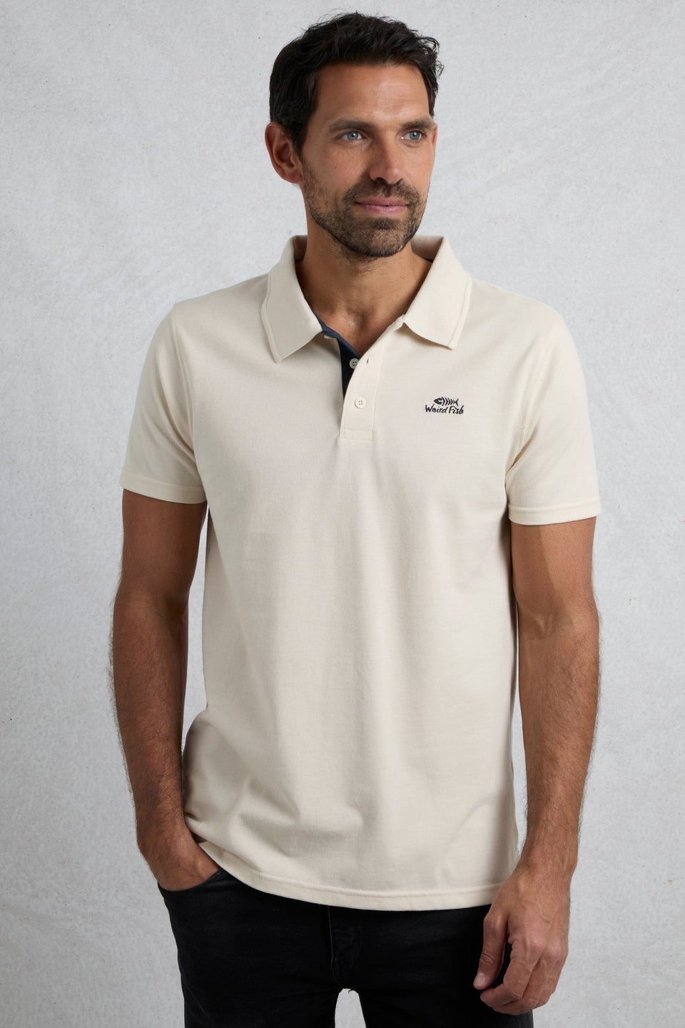 Weird Fish Cream Miles Pique Polo