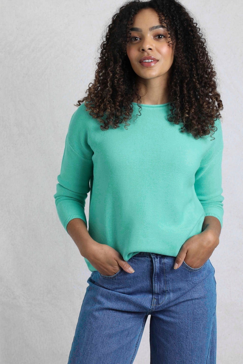 Weird Fish Blue Dalla Knitted Crew Neck Jumper