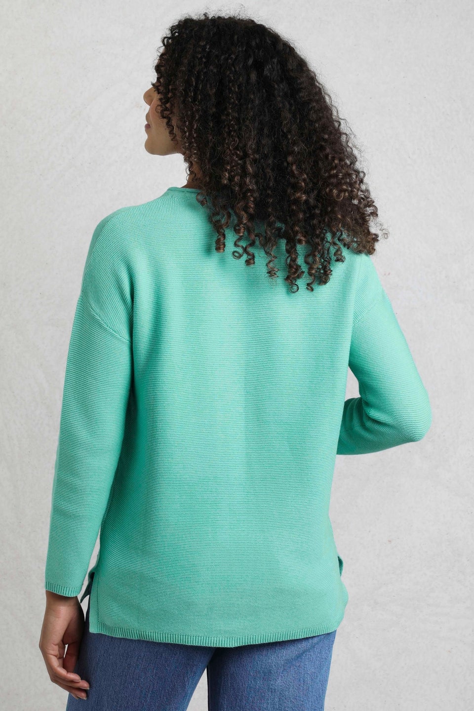 Weird Fish Blue Dalla Knitted Crew Neck Jumper